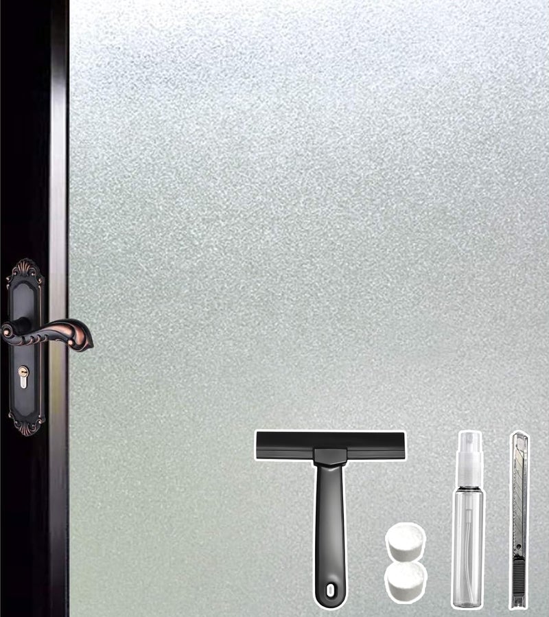 DUOFIRE Privacy Window Film Natural Frosted Glass Film Static Cling Glass Film No Glue Anti-UV Window Sticker Non Adhesive for Privacy Office Meeting Room Bathroom Living Room 23.6in. x 118in. S001 - Image 1